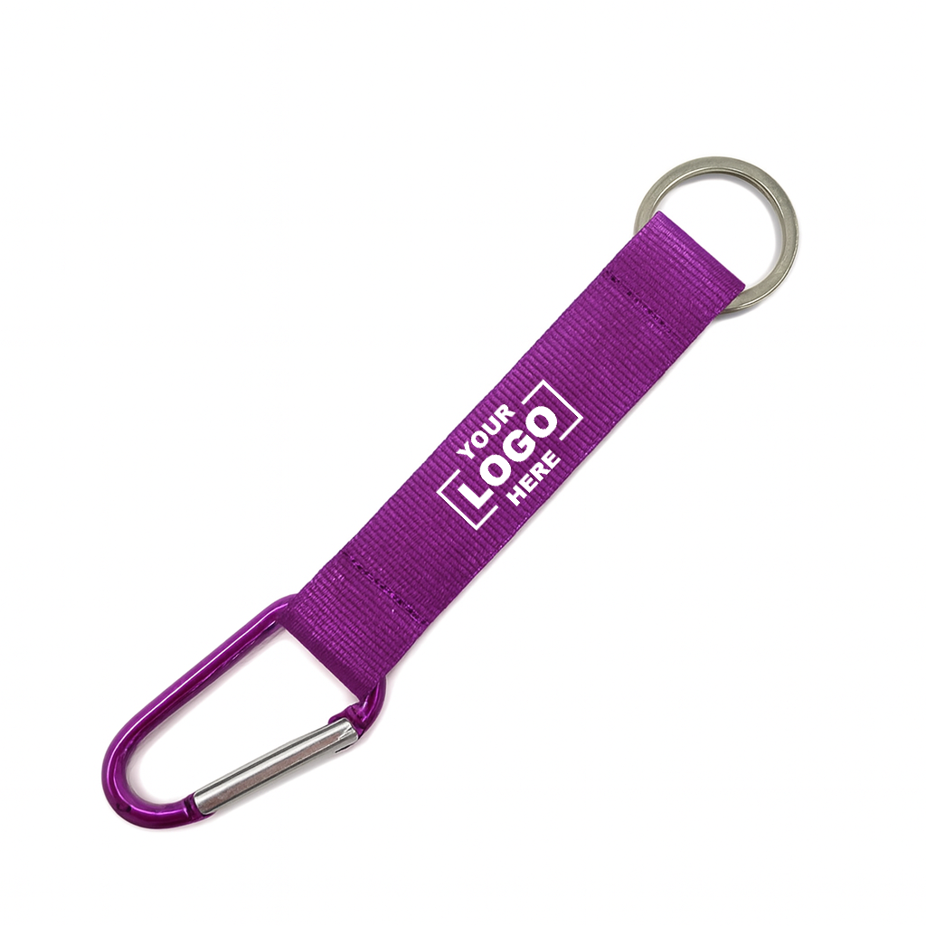 Durable Polyester Carabiner Keychain with Customizable Strap