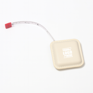 Compact Leather-Covered Tape Measure with Retractable Button